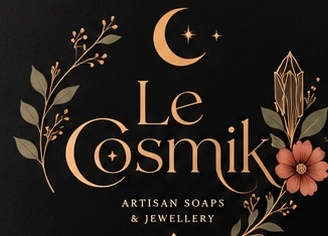 Le Cosmik — original gold celestial and botanical logo from our brand presentation
